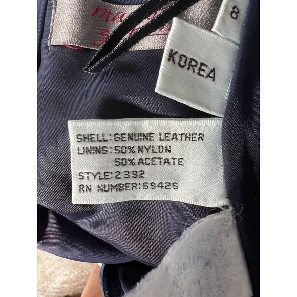 Mario Zarelli Womens Leather Pencil Skirt Blue Knee Length Lined 8 - Picture 9 of 11